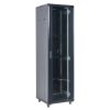 Напольный шкаф 19" 22U 600×600, дверь сплошное стекло, черный, RAL 9005 REXANT (04-2266-212)