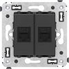 ДКС 4412694 Компьютерная розетка RJ-45 без шторки в стену, кат.6 двойная, Avanti, черный матовый ДКС 4412694 Компьютерная розетка RJ-45 без шторки в стену, кат.6 двойная, Avanti, черный матовый