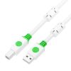 GCR Кабель Premium 1.5m USB 2.0, AM/BM, белый нейлон, ферритовые кольца, 28/24 AWG, экран, армированный, морозостойкий GCR-54212