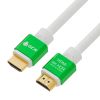 GCR PRO Кабель 3.0m HDMI 2.0, белый, AL корпус зеленый, HDR 4:2:2, Ultra HD, 4K 60 fps 60Hz/5K*30Hz, 3D, AUDIO, 18.0 Гбит/с, 28/28 AWG, 3 X экран GCR-51293