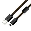 GCR Кабель PROF 1.5m USB 2.0, AM/mini, черный, ферритовое кольцо, 28/24 AWG, экран, армированный, морозостойкий GCR-51200
