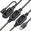 GCR Удлинитель активный 15.0m(5.0m + 5.0m + 5.0m) USB 3.0 (USB 3.2 Gen 1) AM/AF, черный, с 3-мя усилителями сигнала, доп.питание micro GCR-51925