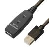 GCR Удлинитель активный 10.0m USB 2.0, AM/AF, GOLD, черно-прозрачный, с усилителем сигнала Premium, разъём для доп.питания, 28/24 AWG GCR-53806