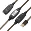GCR Удлинитель активный 25.0m USB 2.0 AM/AF, GOLD, черно-прозрачный, с 3-мя усилителями сигнала Premium, разъём для доп.питания, 24/22 AWG GCR-53809