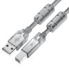 GCR Кабель PROF 5.0m USB 2.0, AM/BM, прозрачный, ферритовые кольца, 28/24 AWG, экран, армированный, морозостойкий GCR-52426
