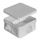  - Коробка распределительная ОП 75х75х45мм IP54 с клемм. 7 выходов 3 гермоввода 10А 6 контактов крышка защелкивающаяся сер. Epplast 220324