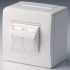  - ДКС 10656 Коробка в сборе с 2 розетками RJ45, кат.5е  (телефон / компьютер), белая