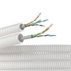  - ДКС 8EU81650HF Электротруба из ПЛЛ не содержит галогенов, гибкая гофрированна д. 16 мм, цвет белый, с кабелем витая пара 5EU/UTP нг(А)-HF, 50 м