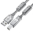  - GCR Кабель PROF 1.5m USB 2.0, AM/BM, прозрачный, ферритовые кольца, 28/24 AWG, экран, армированный, морозостойкий GCR-52422