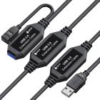  - GCR Удлинитель активный 5.0m USB 3.0 (USB 3.2 Gen 1), AM/AF, OD:5.0mm, черный, с усилителем сигнала, доп.питание micro GCR-51927