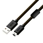  - GCR Кабель PROF 1.5m USB 2.0, AM/mini, черный, ферритовое кольцо, 28/24 AWG, экран, армированный, морозостойкий GCR-51200