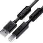  - GCR Кабель PROF 0.75m USB 2.0, AM/BM, черный, ферритовые кольца, 28/24 AWG, экран, армированный, морозостойкий GCR-52416