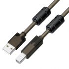  - GCR Кабель PROF 5.0m USB 2.0, AM/BM, черно-прозрачный, ферритовые кольца, 28/24 AWG, экран, армированный, морозостойкий GCR-52419