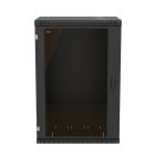  - Шкаф телекоммуникационный настенный разборный черный 19,18U(600x450), ШТ-НСр-18U-600-450-С-Ч дверь стекло ССД 130411-01550