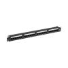 Патч-панель 19", 1U, 24 порта, RJ45, CAT 6, UTP, с органайзером, черная REXANT PRO (02-0231)