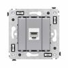 ДКС 4404674 Компьютерная розетка RJ-45 без шторки в стену, кат.6А двойная, Avanti, закаленная сталь