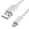 GCR Кабель 1.0m MicroUSB, бело-зеленый, белые коннекторы, быстрая зарядка, 28/24 AWG GCR-UA9MCB3-BD-1.0m