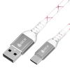 GCR Кабель 0.5m Type-C, быстрая зарядка 18W, поддержка QC, PD, бело-розовый, AL case серебро, 28/24 AWG GCR-55289