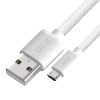 GCR Кабель 1.0m MicroUSB, быстрая зарядка, белый нейлон GCR-54082