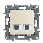  - Legrand Etika Крем Розетка тел.+ комп. (RJ11+RJ45) 5 кат. UTP 672352