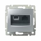  - Legrand Valena Алюминий Розетка двойная комп.(RJ45) 1-ая 5 кат UTP + ТЛФ 1-ая (RJ11) (770280)