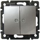  - Legrand DIY Valena Алюм Выключатель 2-х клавишный с подсветкой (694344)