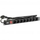  - Блок розеток 8 мест PDU (немец. станд.) PH12-8D1-P 19дюймов DIN49440 с LED выкл. ПВХ 1U шнур 2м ITK PH12-8D1-P
