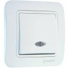  - Выключатель 1-кл. СП Lillium 10А IP20 с подсветкой бел./бел. Makel 70021