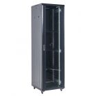 - Напольный шкаф 19" 22U 600×600, дверь сплошное стекло, черный, RAL 9005 REXANT (04-2266-212)