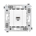 ДКС 4400663 Компьютерная розетка RJ-45 без шторки в стену, кат.5е одинарная, Avanti, белое облако - ДКС 4400663 Компьютерная розетка RJ-45 без шторки в стену, кат.5е одинарная, Avanti, белое облако