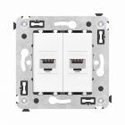  - ДКС 4400674 Компьютерная розетка RJ-45 без шторки в стену, кат.6A двойная, Avanti, белое облако