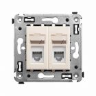  - ДКС 4405314 Телефонная розетка RJ-12 в стену двойная, Avanti, ванильная дымка