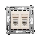  - ДКС 4405464 Компьютерная розетка RJ-45 в стену, кат.5e двойная, Avanti, ванильная дымка