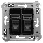 ДКС 4402294 Компьютерная розетка RJ-45 в стену, кат.6 двойная, Avanti, черный квадрат - ДКС 4402294 Компьютерная розетка RJ-45 в стену, кат.6 двойная, Avanti, черный квадрат