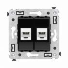 ДКС 4402614 Телефонная розетка RJ-12 без шторки в стену двойная, Avanti, черный квадрат - ДКС 4402614 Телефонная розетка RJ-12 без шторки в стену двойная, Avanti, черный квадрат