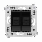 ДКС 4402674 Компьютерная розетка RJ-45 без шторки в стену, кат.6А двойная, Avanti, черный квадрат - ДКС 4402674 Компьютерная розетка RJ-45 без шторки в стену, кат.6А двойная, Avanti, черный квадрат