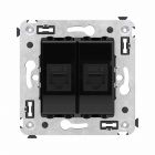 ДКС 4402694 Компьютерная розетка RJ-45 без шторки в стену, кат.6 двойная, Avanti, черный квадрат - ДКС 4402694 Компьютерная розетка RJ-45 без шторки в стену, кат.6 двойная, Avanti, черный квадрат