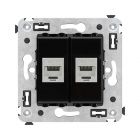 ДКС 4402764 Компьютерная розетка RJ-45 без шторки в стену, кат.5e двойная экранированная, Avanti, черный квадрат - ДКС 4402764 Компьютерная розетка RJ-45 без шторки в стену, кат.5e двойная экранированная, Avanti, черный квадрат