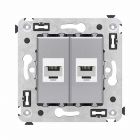  - ДКС 4404614 Телефонная розетка RJ-12 без шторки в стену двойная, Avanti, закаленная сталь