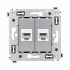 ДКС 4404694 Компьютерная розетка RJ-45 без шторки в стену, кат.6 двойная, Avanti, закаленная сталь - ДКС 4404694 Компьютерная розетка RJ-45 без шторки в стену, кат.6 двойная, Avanti, закаленная сталь