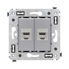 ДКС 4404764 Компьютерная розетка RJ-45 без шторки в стену, кат.5e двойная экранированная, Avanti, закаленная сталь - ДКС 4404764 Компьютерная розетка RJ-45 без шторки в стену, кат.5e двойная экранированная, Avanti, закаленная сталь