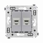 ДКС 4404794 Компьютерная розетка RJ-45 без шторки в стену, кат.6 двойная экранированная, Avanti, закаленная сталь - ДКС 4404794 Компьютерная розетка RJ-45 без шторки в стену, кат.6 двойная экранированная, Avanti, закаленная сталь