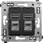  - ДКС 4412364 Компьютерная розетка RJ-45 в стену, кат.5e двойная экранированная, Avanti, черный матовый