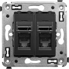  - ДКС 4412464 Компьютерная розетка RJ-45 в стену, кат.5e двойная, "Avanti", "Черный матовый"