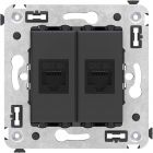 ДКС 4412674 Компьютерная розетка RJ-45 без шторки в стену, кат.6А двойная, Avanti, черный матовый - ДКС 4412674 Компьютерная розетка RJ-45 без шторки в стену, кат.6А двойная, Avanti, черный матовый
