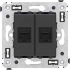 ДКС 4412694 Компьютерная розетка RJ-45 без шторки в стену, кат.6 двойная, Avanti, черный матовый - ДКС 4412694 Компьютерная розетка RJ-45 без шторки в стену, кат.6 двойная, Avanti, черный матовый