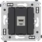  - ДКС 4412763 Компьютерная розетка RJ-45 без шторки в стену, кат.5e одинарная экранированная, Avanti, черный матовый