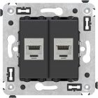 ДКС 4412764 Компьютерная розетка RJ-45 без шторки в стену, кат.5e двойная экранированная, Avanti, черный матовый - ДКС 4412764 Компьютерная розетка RJ-45 без шторки в стену, кат.5e двойная экранированная, Avanti, черный матовый