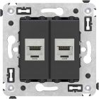 ДКС 4412774 Компьютерная розетка RJ-45 без шторки в стену, кат.6А двойная экранированная, Avanti, черный матовый - ДКС 4412774 Компьютерная розетка RJ-45 без шторки в стену, кат.6А двойная экранированная, Avanti, черный матовый