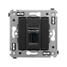  - ДКС 4412303 USB 3.0 розетка одинарная в стену, тип А-А, Avanti, черный матовый